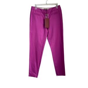 Max Mara Pink Silk Cotton Slim Trousers Size 10 NWT Designer Career
